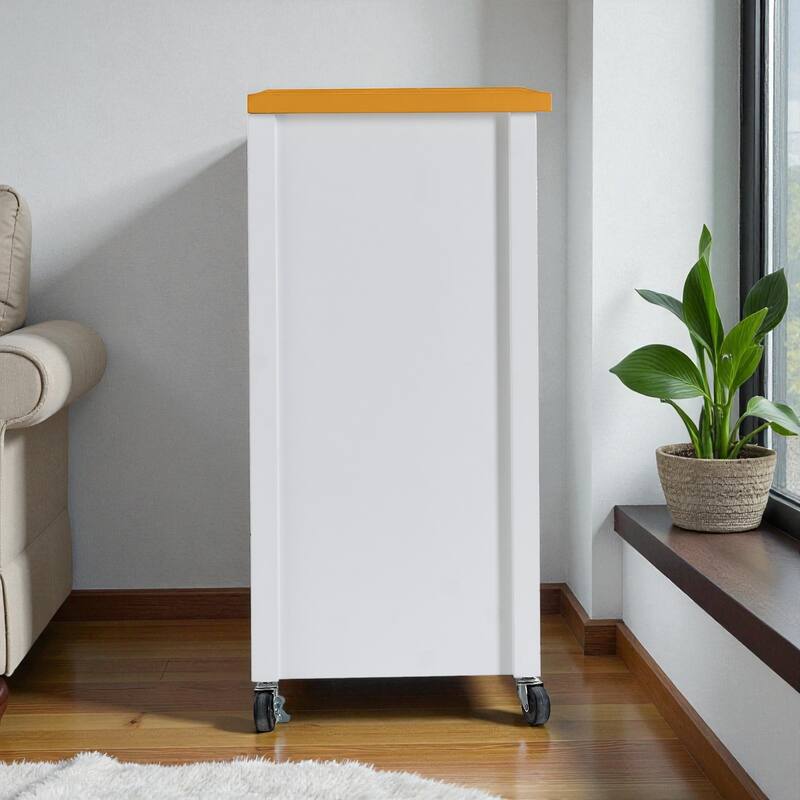 31" Rolling Kitchen Island Cart with Walnut Wood Top, Drawers, Glass Door Storage Cabinet & Towel Bar