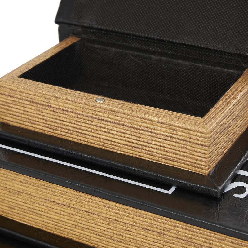 Faux Leather or Linen Fabric Book Storage Box - Set of 3 White, Beige, Black, Red or Light Gray - Roche River Decor