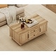 preview thumbnail 8 of 10, Farmhouse Coffee Table with Cabinets & Drawers, Wooden Center Table Oak