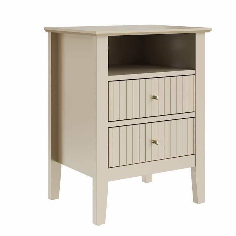 2 Drawers Nightstand with Charging Station