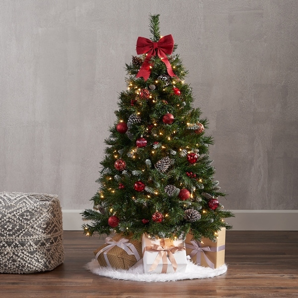 4.5-ft Spruce Pre-Lit or Unlit Artificial Christmas Tree with Frosted Branches Red Berries Pinecones by Christopher Knight Home. Opens flyout.