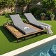 preview thumbnail 1 of 18, Outdoor Chaise Lounge Chair with 5-Position Adjustable Backrest and Wood Side Table 2-Piece - Acacia Wood,Gray