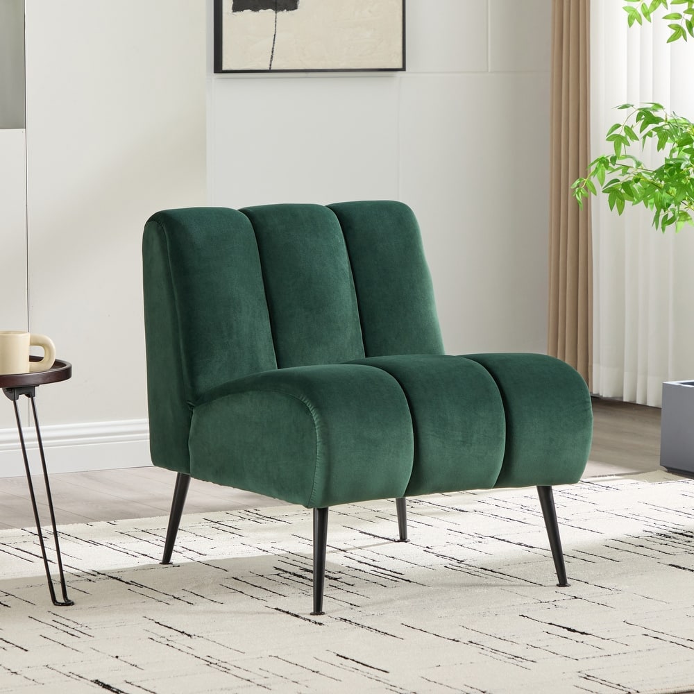 24.4"W Accent Chair,Upholstered Armless Chair with Metal Legs