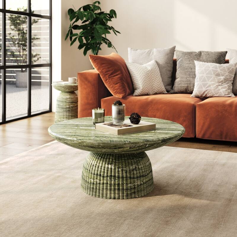 Studio London Maddox Single Round Coffee Table Stone Marble Effect