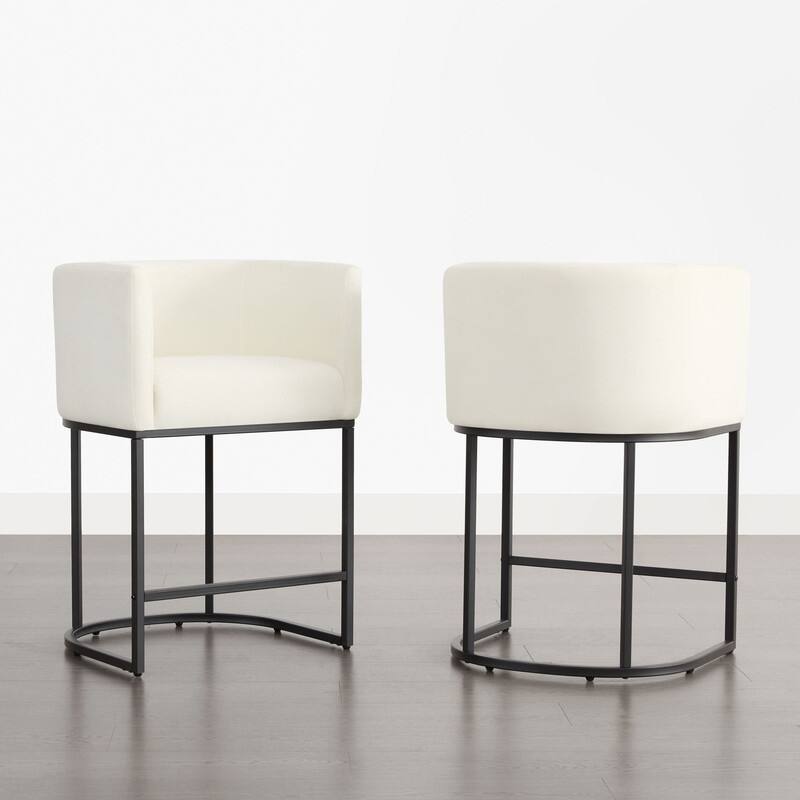 Spruce & Spring Modern Upholstered Barrel Counter Bar Stool with Arm