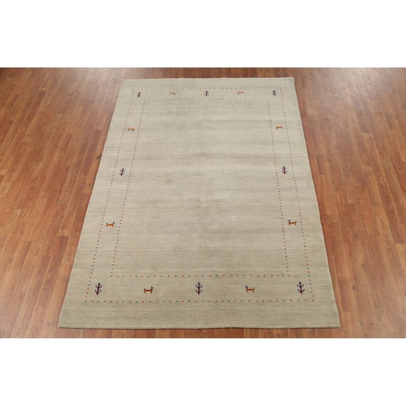 Tribal Gabbeh Indian Area Rug Handmade Contemporary Wool Carpet - 5'4"x 7'4"