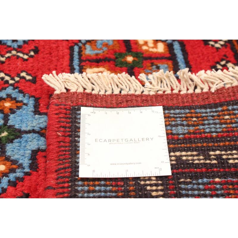 ECARPETGALLERY Hand-knotted Uzbek Kargahi Red Wool Rug - 4'2 x 6'3