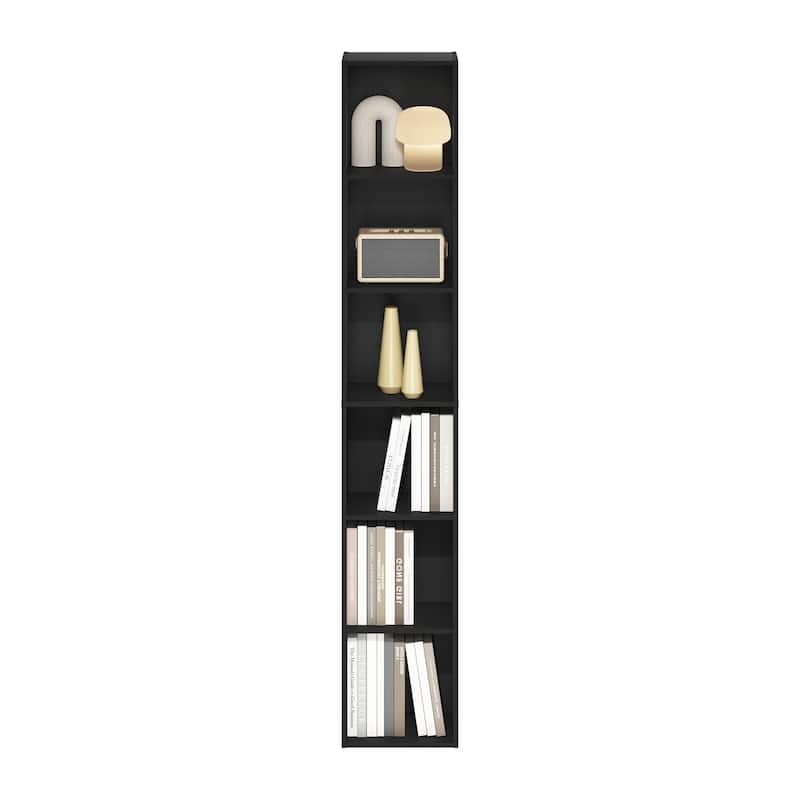 70.87 in. Tall Blackwood Wood 6-Shelf Bookcase