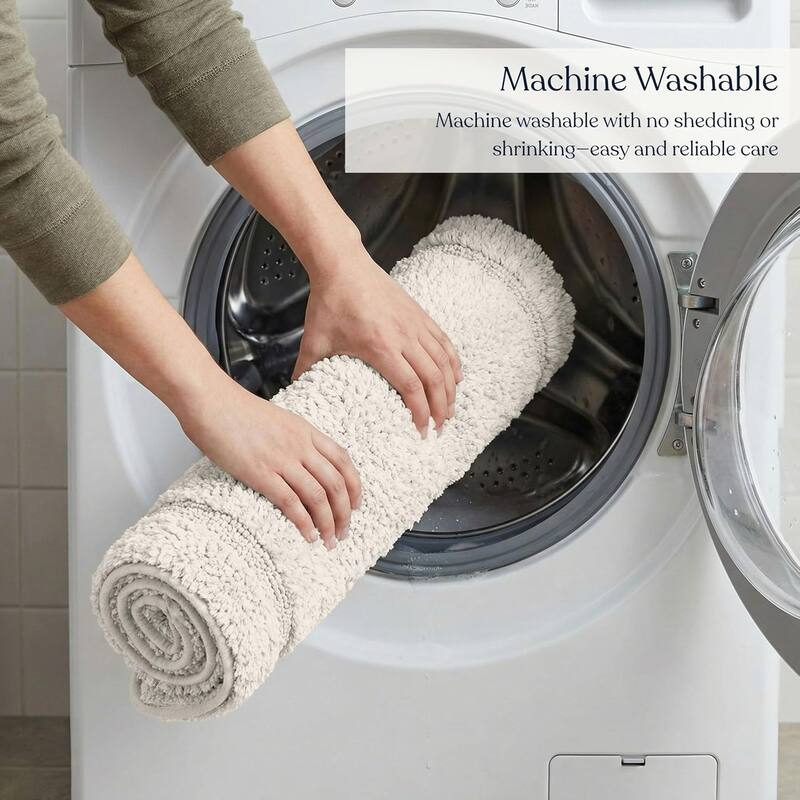 Delara Organic Cotton Reversible Bath Mat, 3000 GSM, GOTS Certified, Ultra-Thick & Super Absorbent, Quick-Drying Bathroom Rug