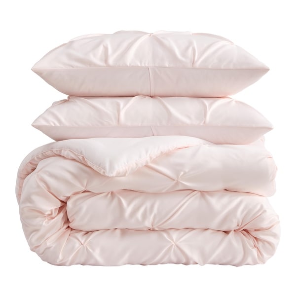 Laura Ashley Solid Satin Pintuck Reversible Comforter Set - Bed