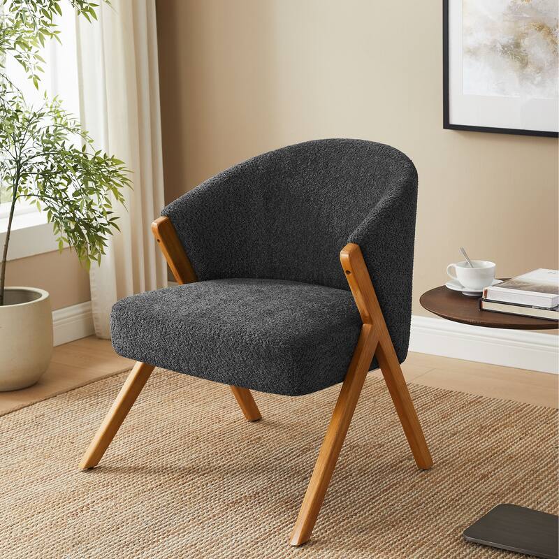 VANOMi 29.33'' Wide Upholstered Armchair, Dining Chair with Solid Rubberwood Legs