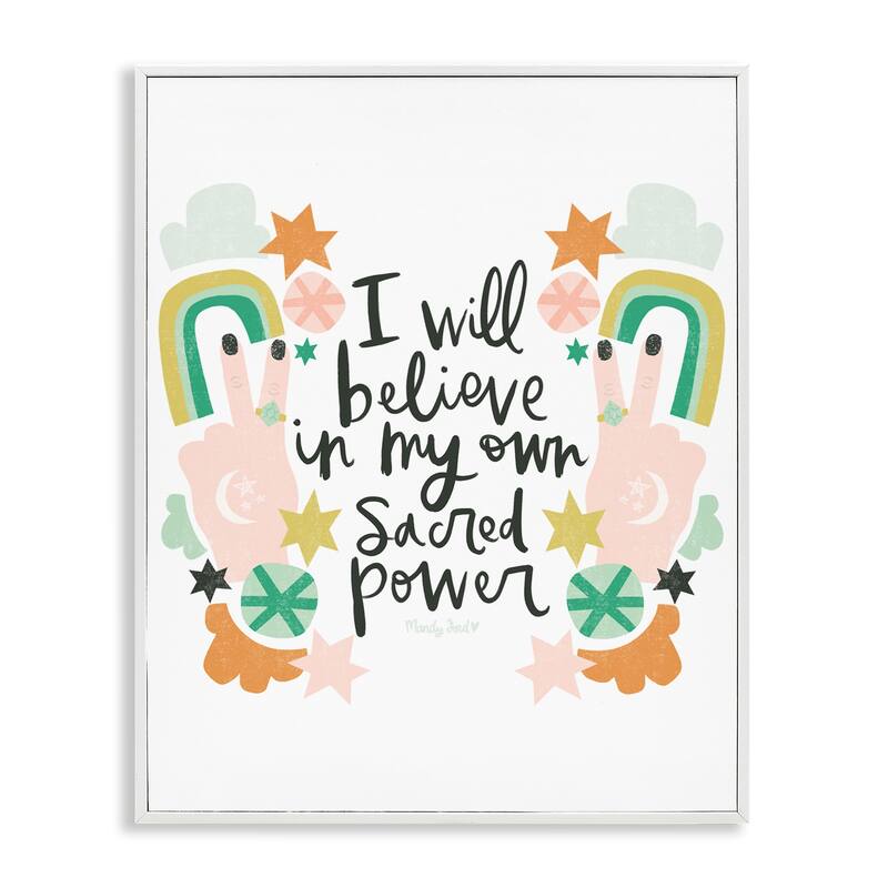 Stupell Empowering Sacred Power Sentiment Framed Giclee Art Design By Mandy Ford Art + Illustration - 16 x 20 - White