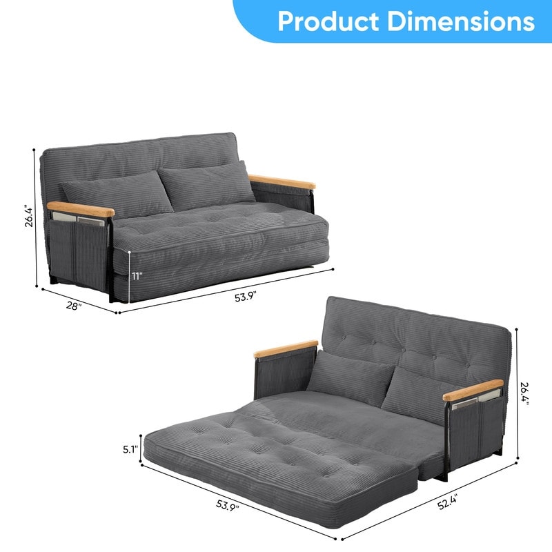 Mixoy Muti-Functional Folding Floor Sofa Bed,3-Seater,2-Seater,1