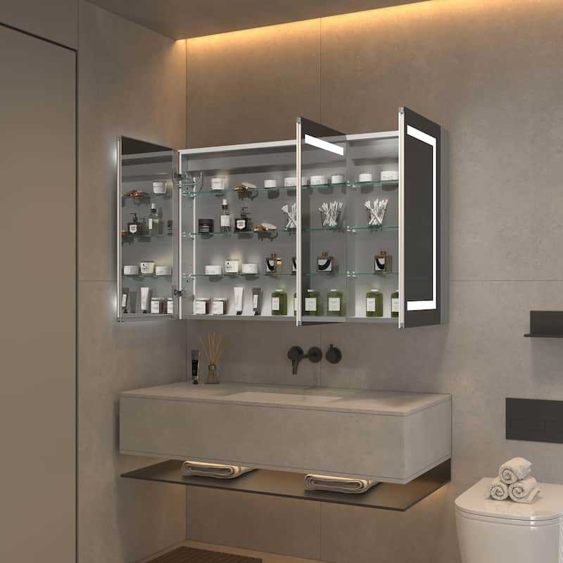 48" Aluminum Surface Mount Medicine Cabinet with Mirrors and Shelves - 48" X 30"