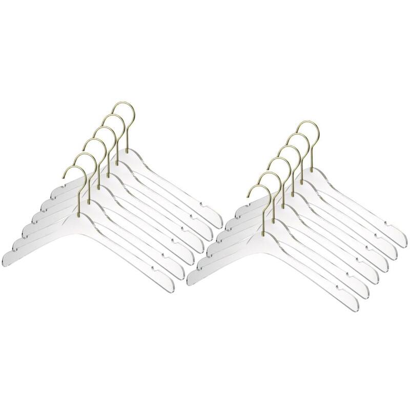 YBM Home Quality Acrylic Clear Hangers - Men - Gold - 12 Pack
