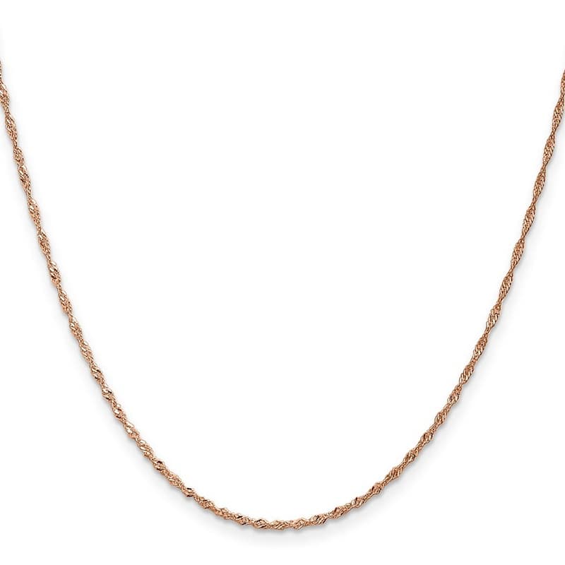 Curata 14k Rose Gold 1mm Singapore Chain Necklace for Women (Lobster) Options: 16 18 20 24