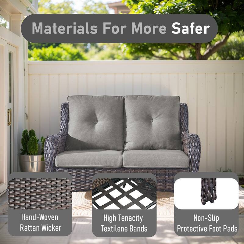 Outdoor Loveseat Sofa with Chair Ottoman Table