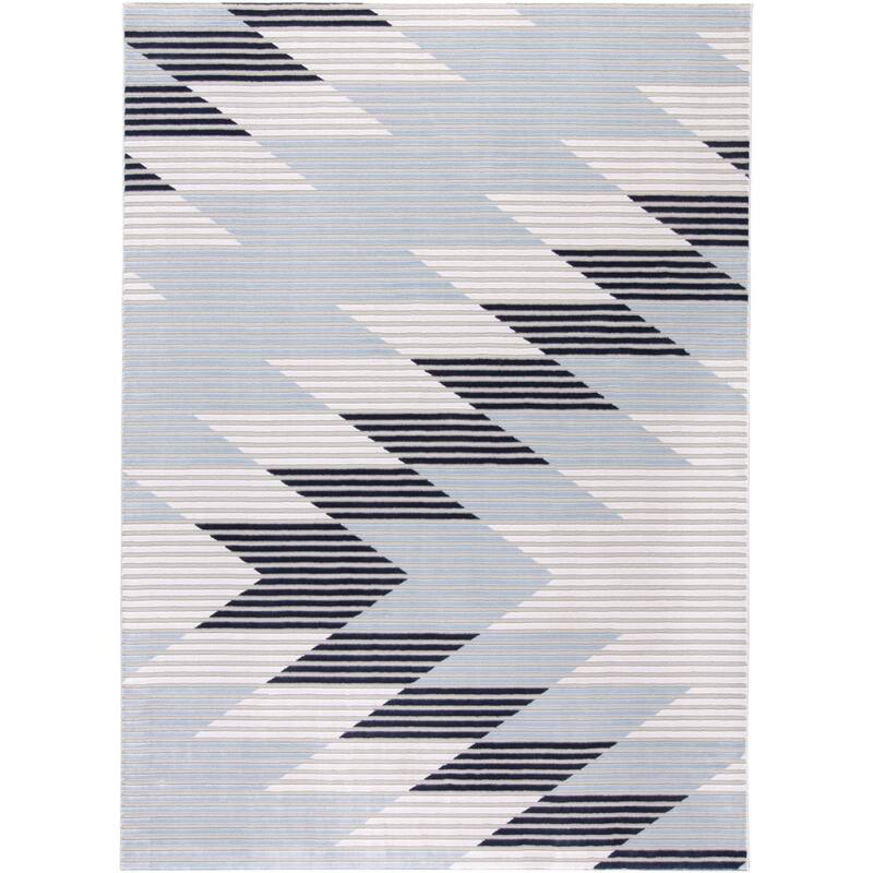 Crowford Sunburst High-Low Rug, Gold/White, Area Rug - 10'-4" x 13'-6" - Dusk Blue/Midnight Navy Blue/Bright White