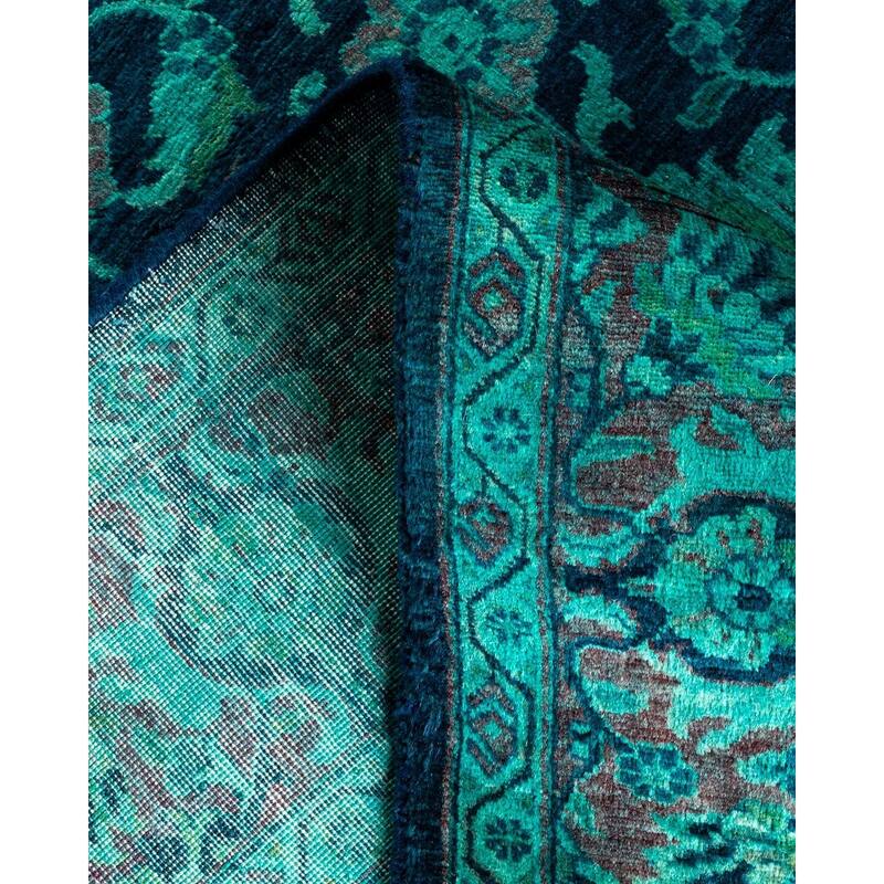 Overton Hand Knotted Wool Vintage Inspired Modern Contemporary Overdyed Navy Area Rug - 4' 2" x 6' 1"