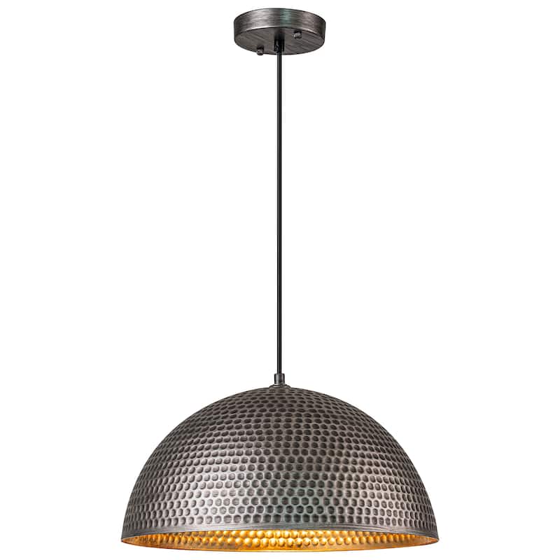 1-Light Modern Industrial Oversized Hammered Gold Leaf Dome Pendant Light for Kitchen Island