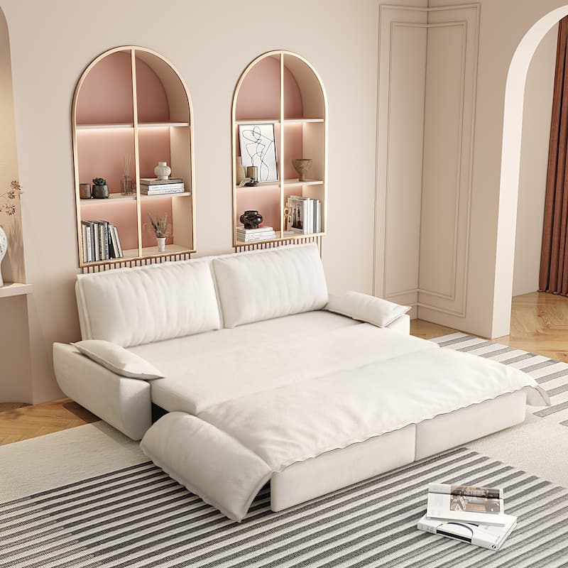 73.2"Queen Pull Out Sofa Bed,3-in-1 Convertible Sleeper Sofa,Multi-Functional Velvet Loveseat Bed