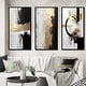 preview thumbnail 1 of 7, Designart "Horizontal Dimensions Abstract Gold Black" Abstract Painting Frame Gallery Set Of 3 Wall Art Print - For Office Decor 38 in. wide x 20 in. high - 3 Panels - Black