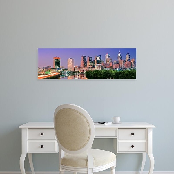 Easy Art Prints Panoramic Images's 'US, Pennsylvania, Philadelphia skyline, night' Premium Canvas Art