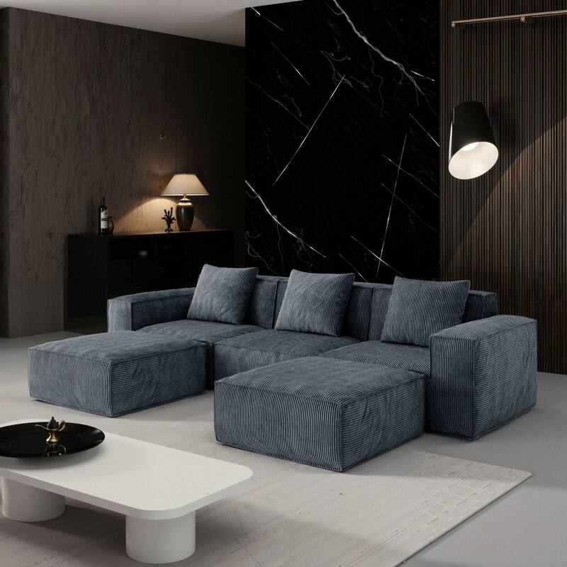 118-inch Gray Modular Sofa Convertible to Bed with Foam, Multifunctional and Comfortable