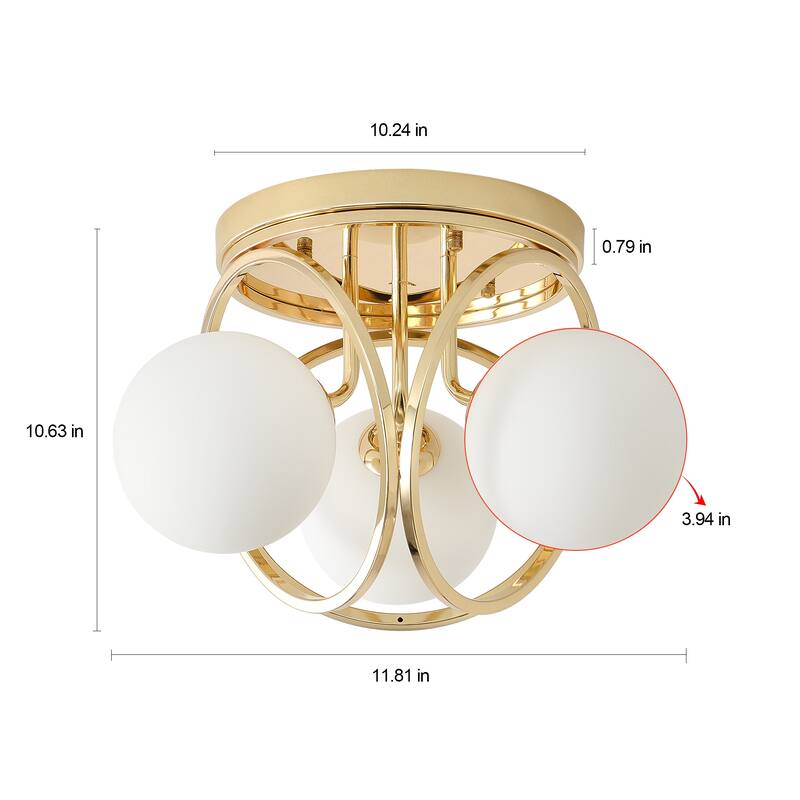 3-light Glass Flush Mount Lights