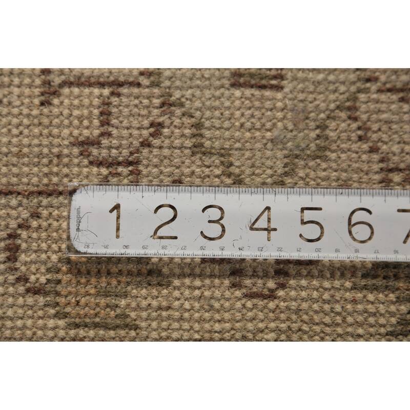 Earth Tone Oushak Indian Area Rug Hand-Knotted Floral Wool Carpet - 9'0"x 11'10"