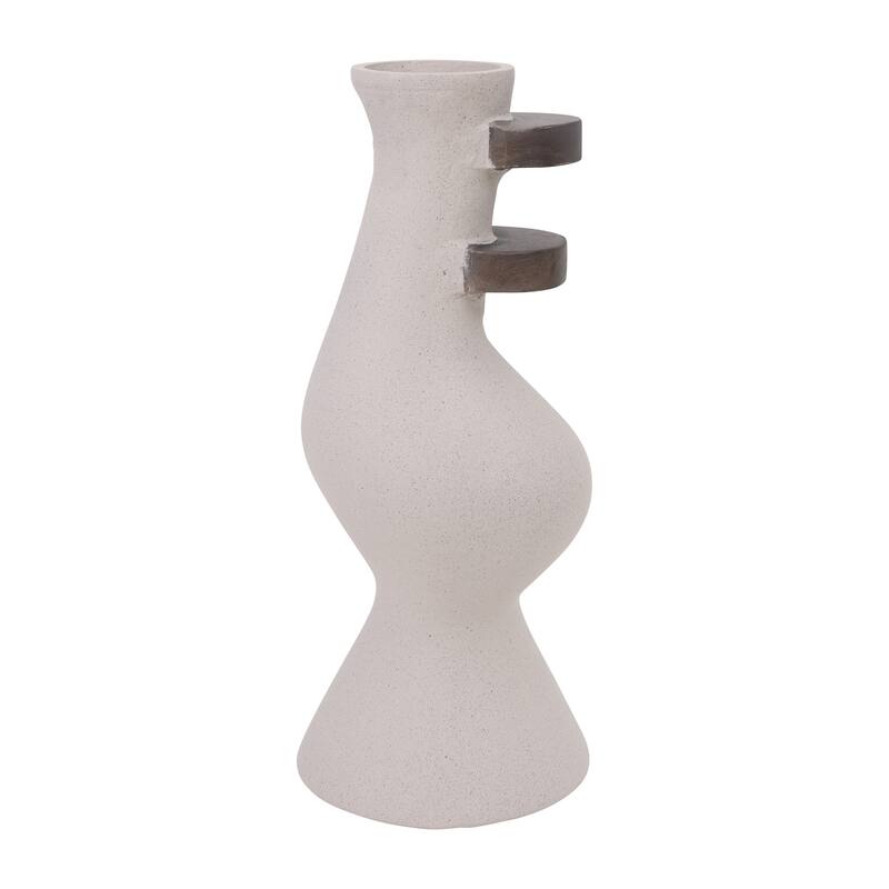 Sagebrook Home Ecomix Ivory Cylinder Textured Abstract Vase - Textured Ivory/beige - 7" x 7" x 18"