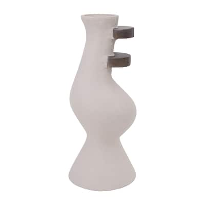 Sagebrook Home Ecomix Ivory Cylinder Textured Abstract Vase