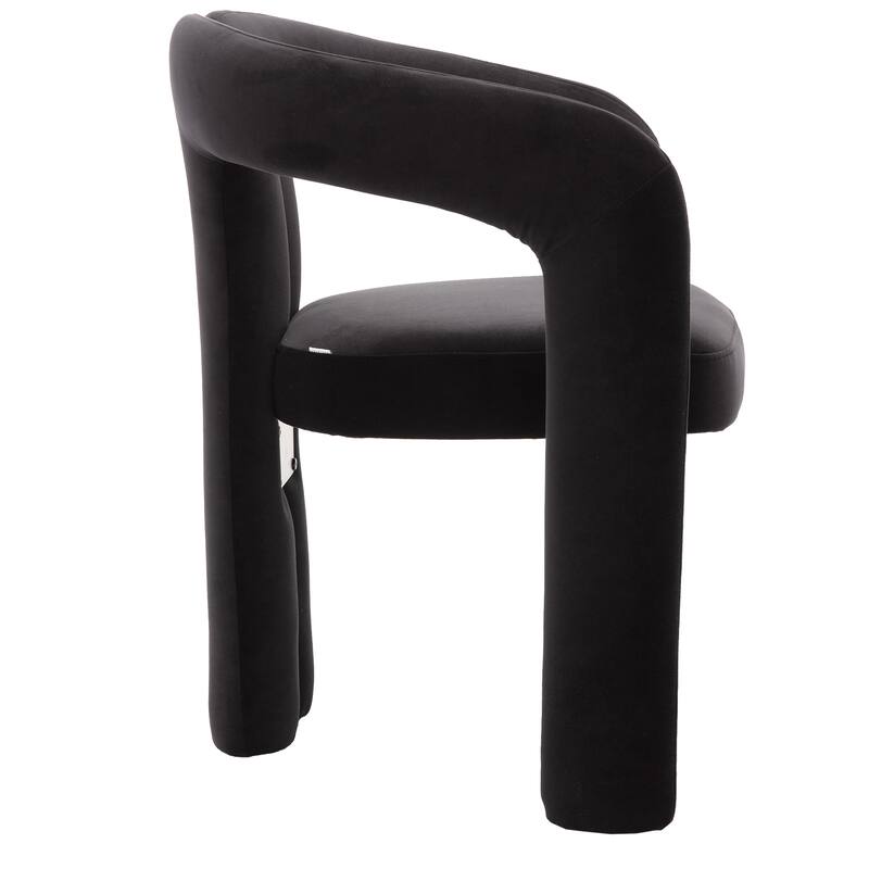 Black 25.2" Accent Chair with Curved Backrest (Set of 2)