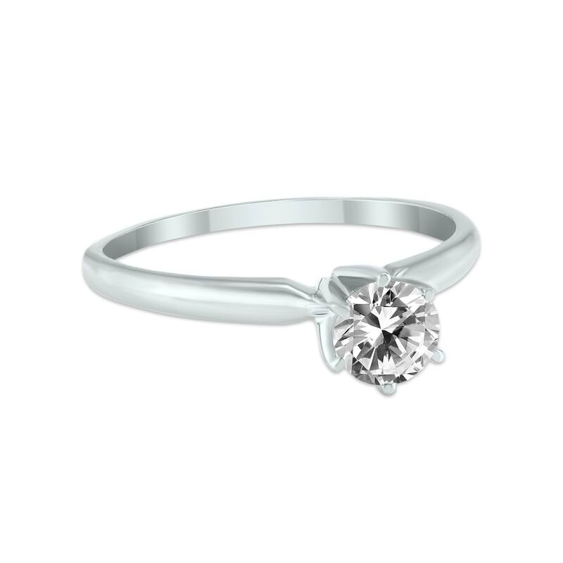 Marquee 1/2 Carat Round Diamond Solitaire Ring in 14K White Gold