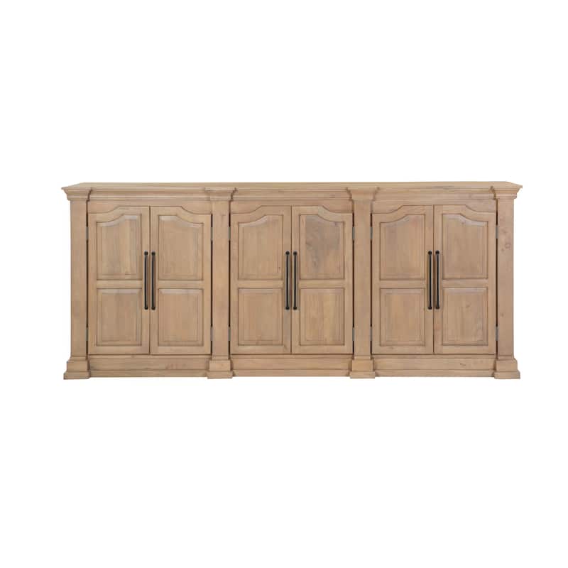 Willow Solid Mango Wood 6-Door Sideboard with Arched Panel Design - N/A