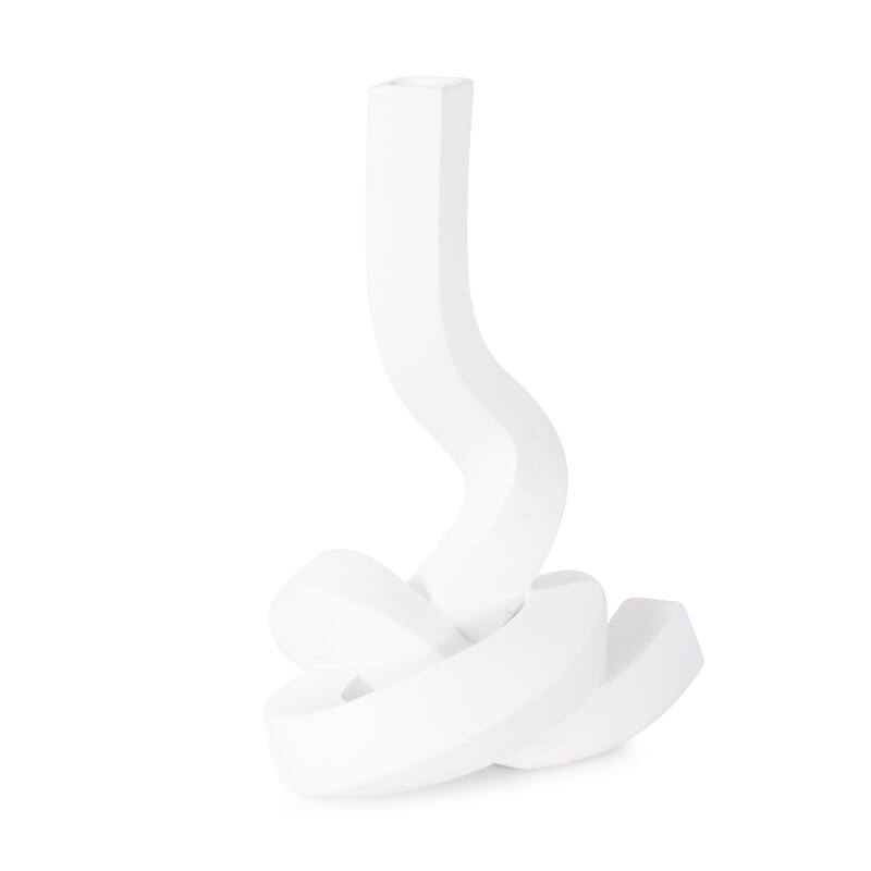 Allan Andrews Contemporary Abstract Matte White Twisted Candle Holder