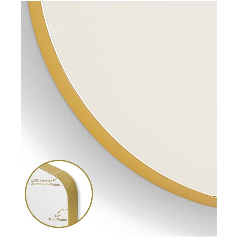 SUNBOW Gold Flat Round Wall Mirror - 24 inches