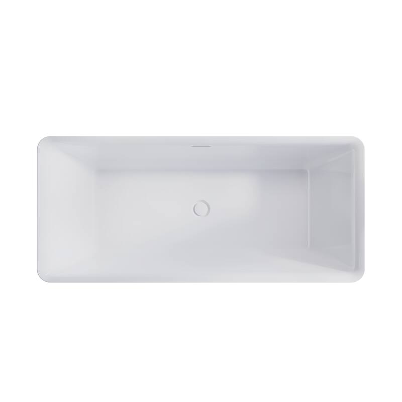 66'' W,78 GALLONS Freestanding Acrylic Soaking Bathtub With Drain And Overflow Holes