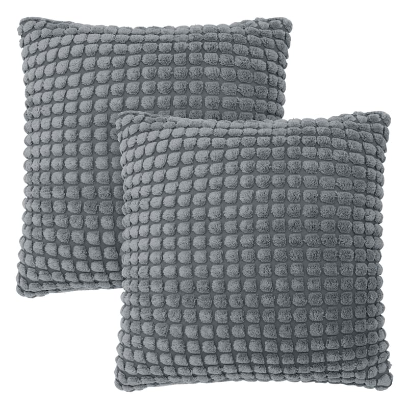 Deconovo Corduroy Throw Pillow Covers 2 PCS(Cover only) - 20*20 - Dark Grey