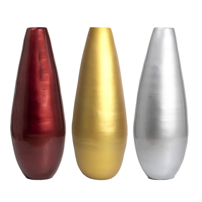 31.5" Spun Bamboo Tall Floor Vase - Sleek Matte Finish, Elegant Home Decoration, Modern Accent Piece, Living Room Decor