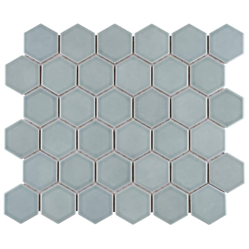 Merola Tile Tribeca 2" Hex Glossy Mist 11-1/8" x 12-5/8" Porcelain Floor and Wall Tile
