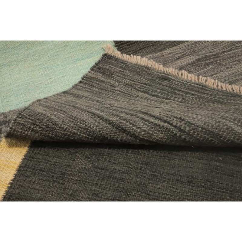 Hand Woven Oriental 100% Wool Carpet Southwestern Modern Multi-Colored Kilim Runner Rug - 11' 9'' X 2' 7''