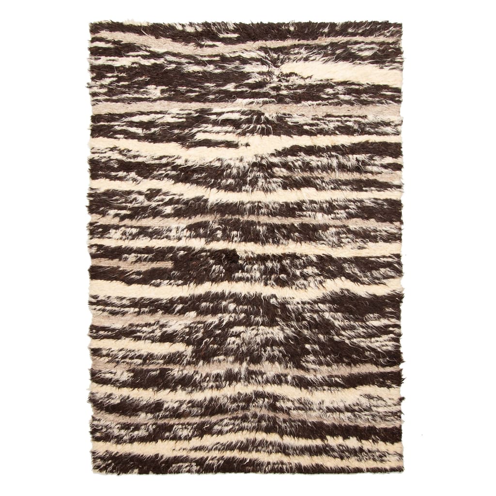 ECARPETGALLERY Braid weave Sienna Dark Brown Wool Rug - 5'3 x 7'10