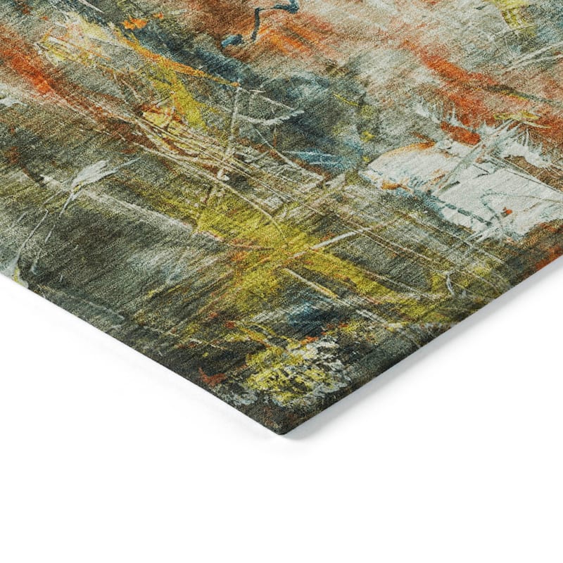 Machine Washable Indoor/Outdoor Modern Artistry Chantille Rug