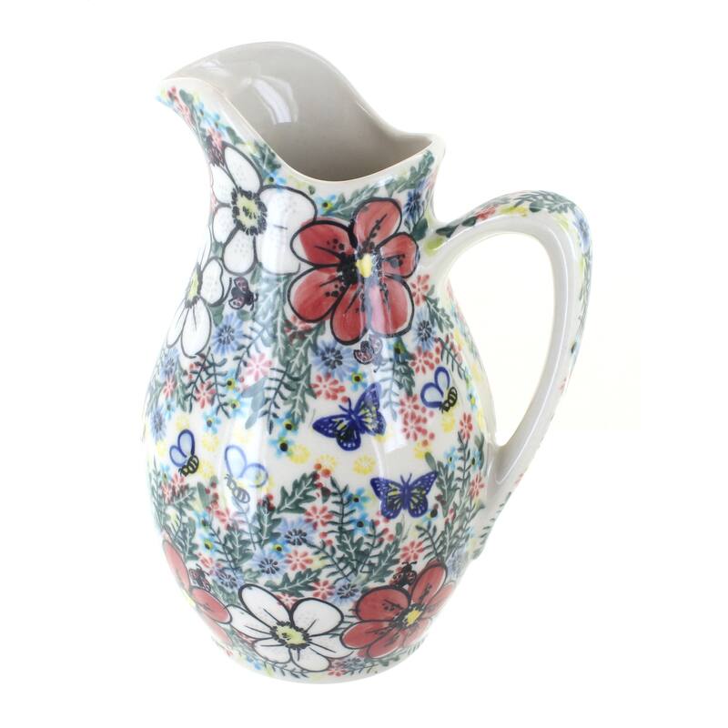 Blue Rose Polish Pottery 341 Vena Pitcher