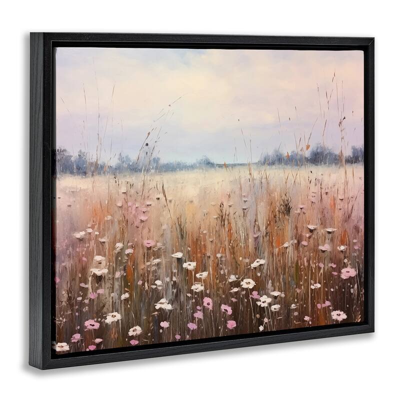 Stupell Neutral Tone Wildflower Field Framed Floater Canvas Wall Art Design By Arlington Prints