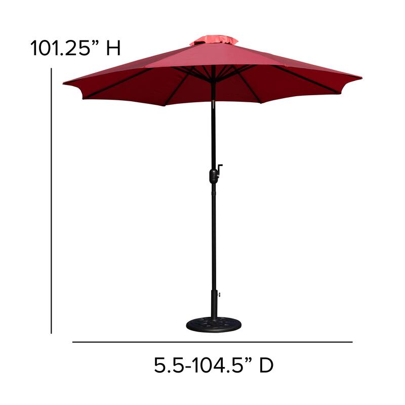 9 FT Round Umbrella - 1.5" Diameter Aluminum Pole - Crank and Tilt Function
