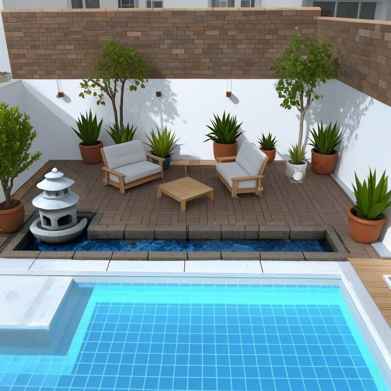 44 Pack 11.8"x11.8" Interlocking Wood-Plastic Composite Deck Tiles for Patio Balcony Pool Use