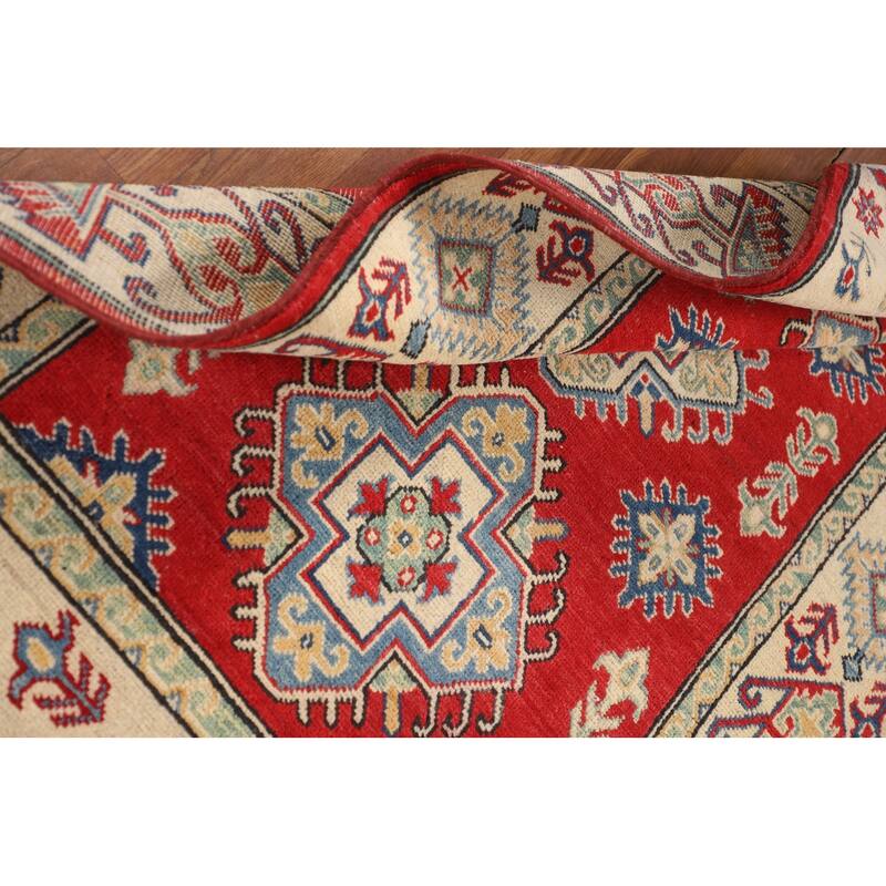 Traditional Red Kazak Foyer Rug Handmade Wool Carpet - 3'4" x 4'11"