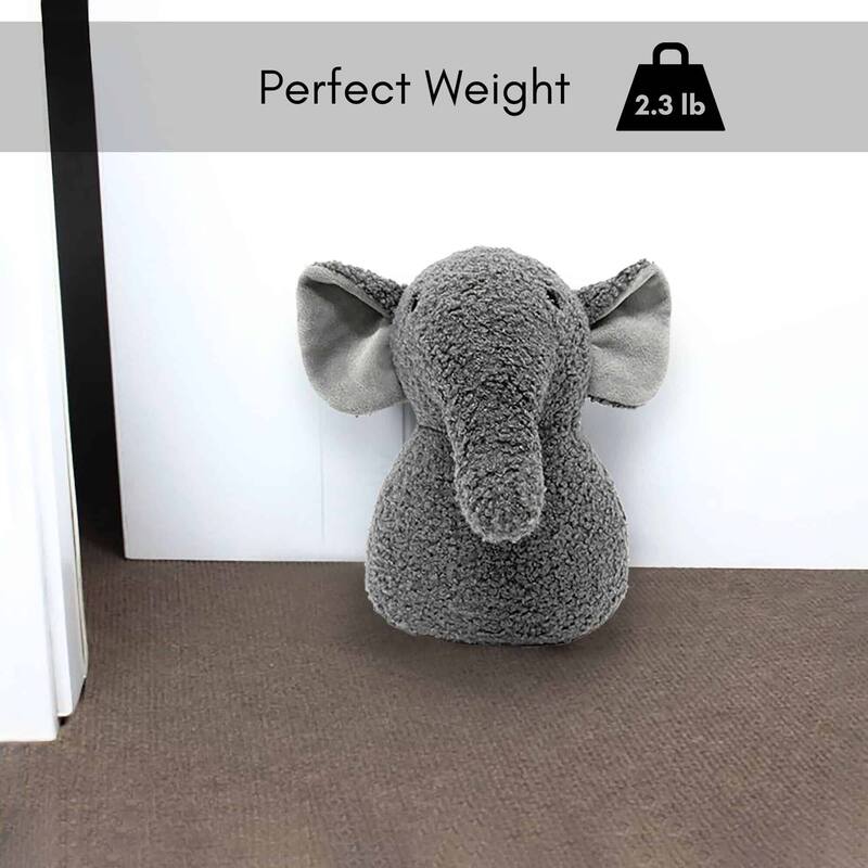 Decorative Elephant Door Stopper - Heavyweight 2.3 lb. Fabric Holder - 9"H x 7"L x 7.8"W